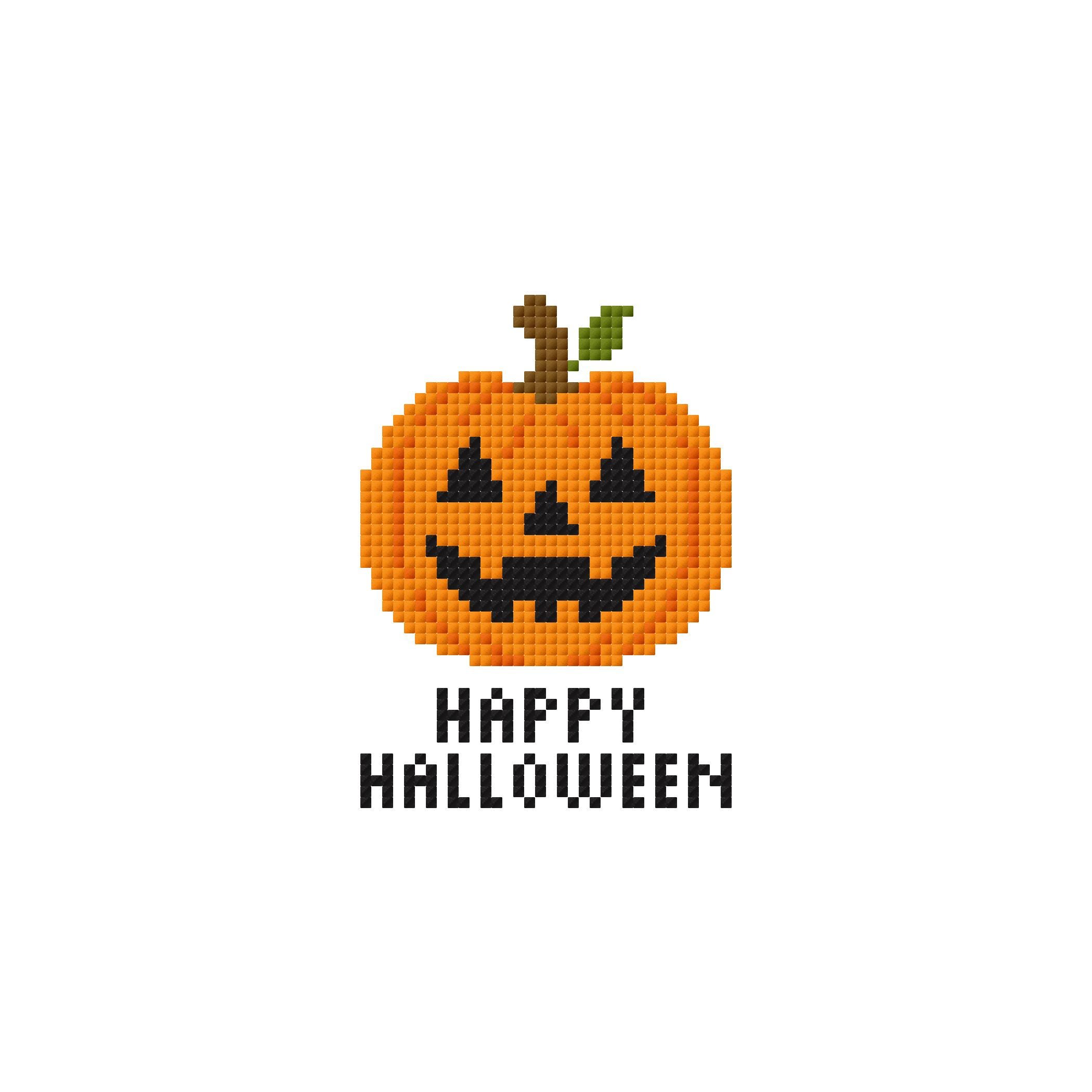 ジャック・オー・ランタンのクロスステッチ図案、ハロウィンかぼちゃの