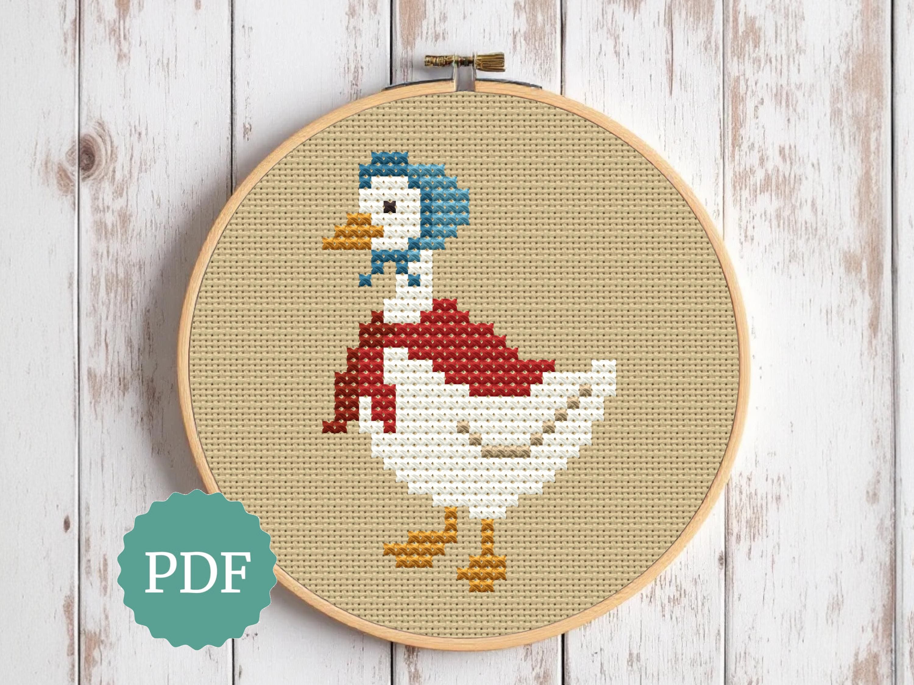 Mrs Gooseのクロスステッチパターン、コテージコア刺繍、かわいい家畜
