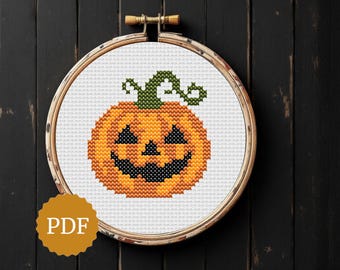 ジャック・オー・ランタンのクロスステッチ図案、ハロウィンかぼちゃの ジャック・オー・ランタンのクロスステッチ図案、ハロウィンかぼちゃの
