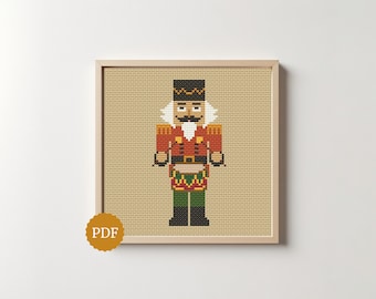 Drummer Nutcracker Cross Stitch Pattern, Classic Christmas Soldier Playing Drum, Holiday Music Decor