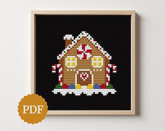Gingerbread House Cross Stitch Pattern PDF, Christmas Gingerbread Cottage, Instant Download