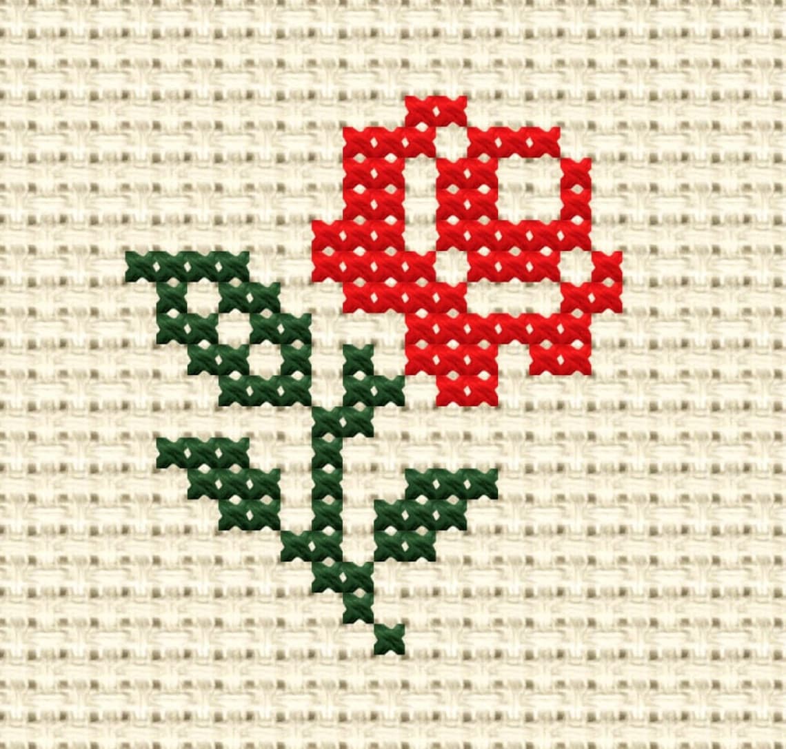 Rose X Pattern Mini Rose, Easy Cross Stitch Pattern, Instant Download PDF, Embroidery ...