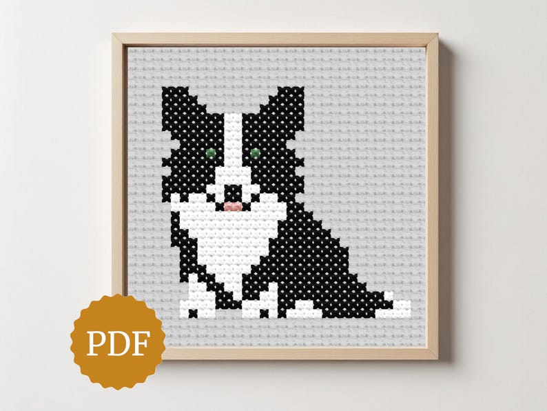 Border Collie Cross Stitch Pattern PDF, Farm Dog Embroidery for Pet ...