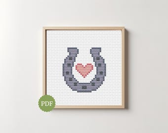 Lucky Horseshoe Cross Stitch Pattern | Western Love Design | Cowboy Decor | Rodeo Gift | Instant Download