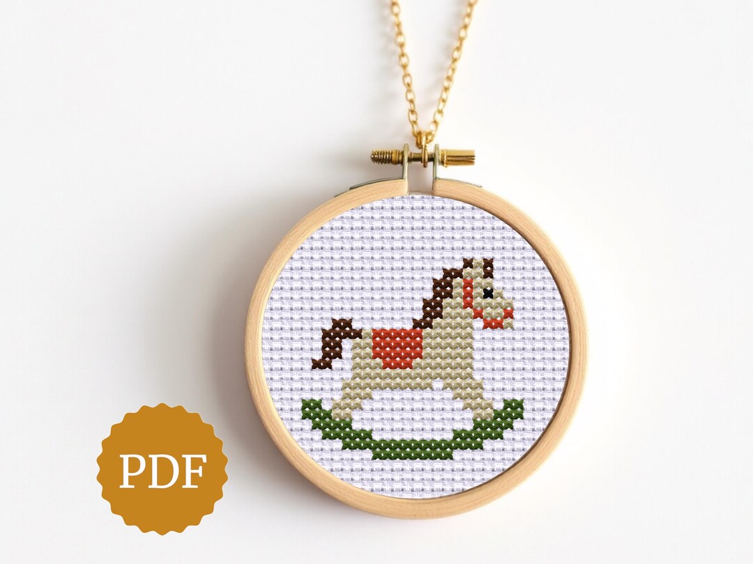 Small Rocking Horse Patterns Tiny Rocking Horse Cross Stitch Pattern, Mini PDF for Pendant & Brooch ...