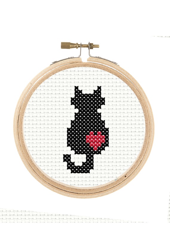Black Cat Silhouette, Easy Cross Stitch Chart, X Stitch