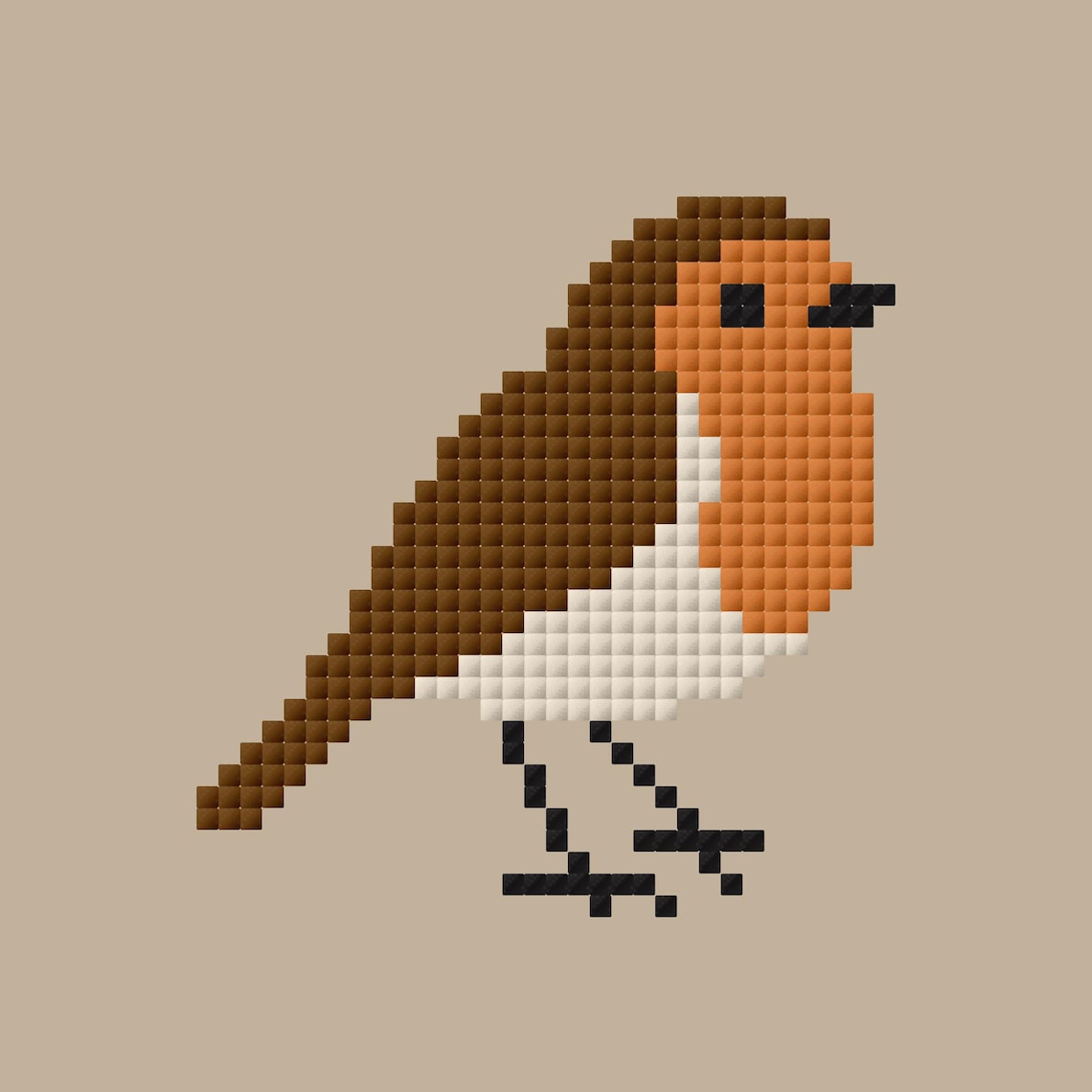 Robin Needlepoint Pattern Robin Cross Stitch Pattern, Orange Breasted Woodland Bird Counted Cross ...