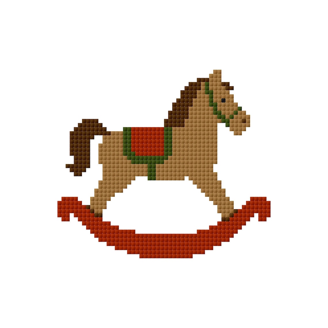 Rocking Horse Cross Stitch Pattern, Vintage Christmas Toy PDF, Beginner ...