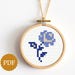 Vintage Blue Rose, Cross Stitch Pattern, Easy for Beginners, Simple X ...