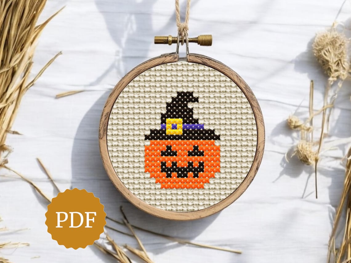 Jack O Lantern Mini Cross Stitch Pattern, Simple Stitching, Easy for ...