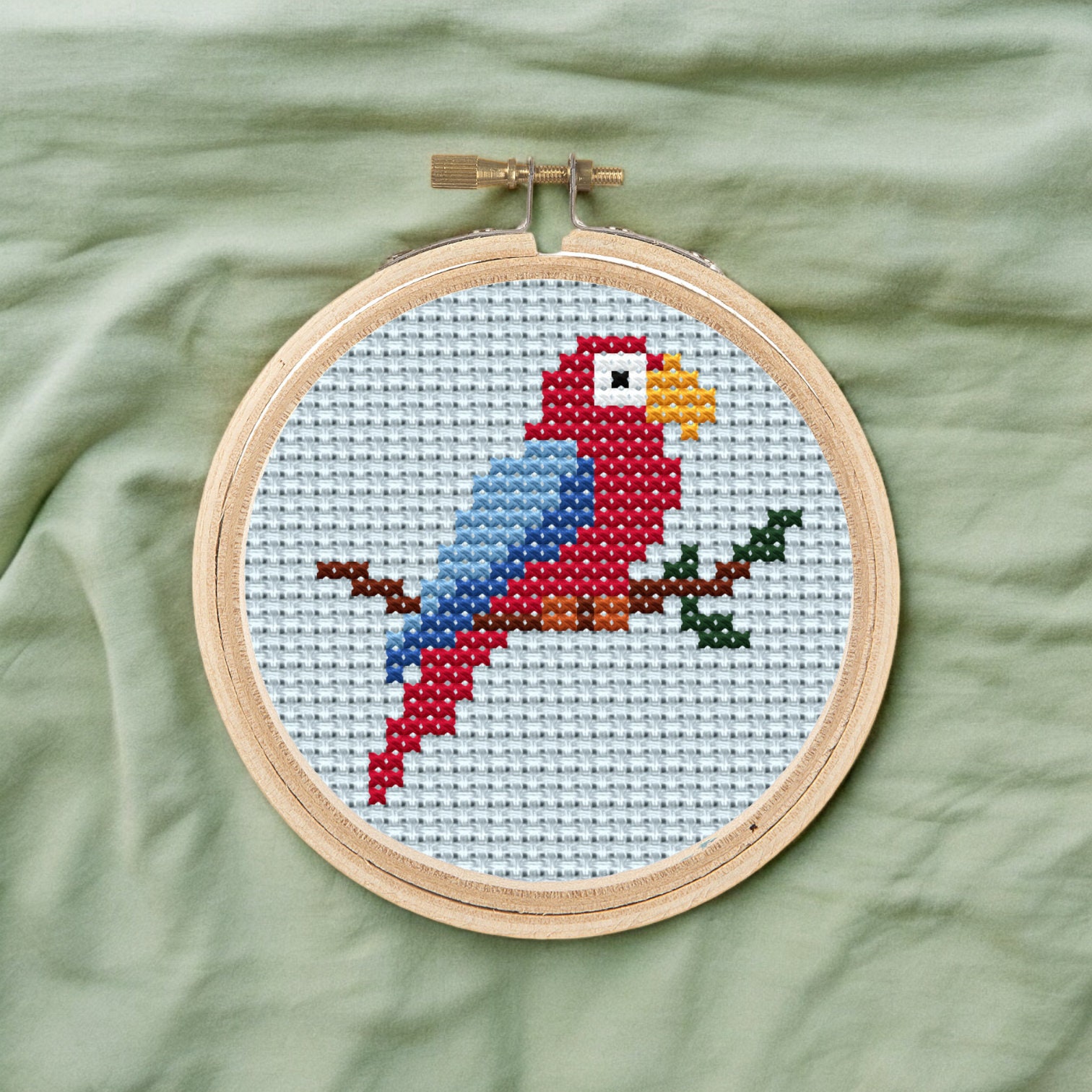 macaw cross stitch embroidered mini dress Farm Rio - Macaw Cross Stitch Embroidered Mini Dress-Off White Size S