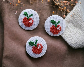 Vintage Style Apple Button 3er Set, Craft Verschönerungen, Annähen im Urlaub Neuheit Buttons, primitives Nähen für Home Decor, großer Mantelknopf