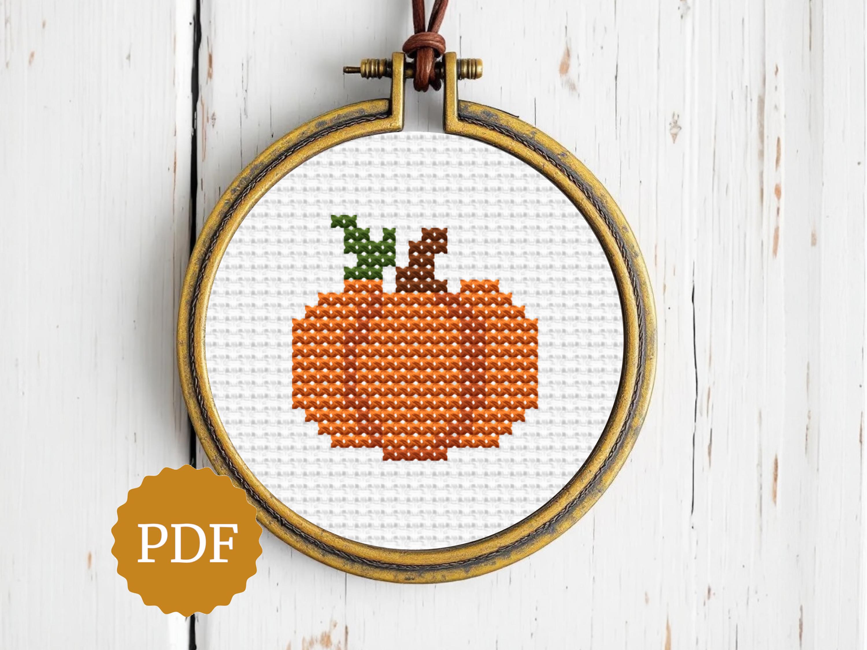 Mini Pumpkin Cross Stitch Pattern, Fall Autumn Embroidery PDF ...