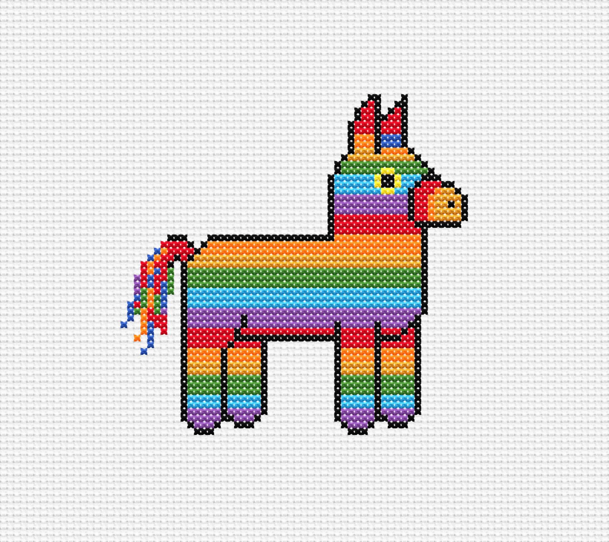 Pinata Cross Stitch Pattern, Colourful Fiesta PDF, Fun Party Animal ...