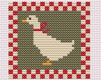 Goose, Cross Stitch Pattern, Simple Stitching, Easy for Beginners, Minimal Design for Needlepoint,  DIY Decorations for Christmas Projects