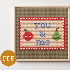 Apple & Pear Cross Stitch Pattern, Best Friend Gift, Cottagecore Decor, Rustic DIY Home Decoration, Gift for Lover, Easy Pixel Art for Bead