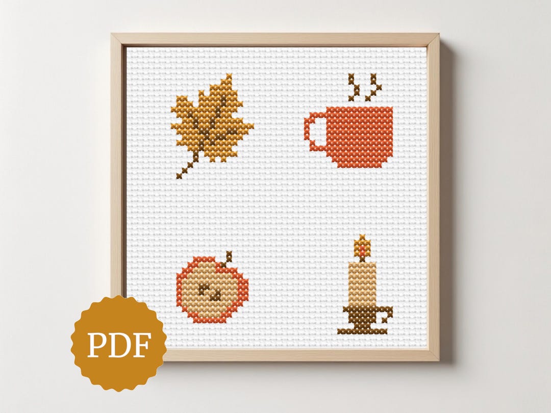 Cozy Autumn Cross Stitch Pattern, Mini Motifs Embroidery Chart, Pumpkin ...