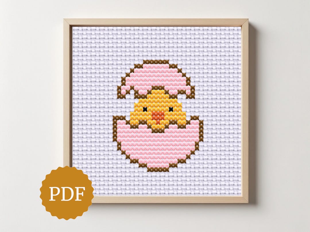Hatching Chick Cross Stitch Pattern – Baby Chick in Egg PDF Chart ...