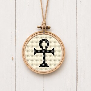 Ankh Cross Stitch Pattern, Ancient Egyptian Symbol Embroidery, Protection Sigil, Witchy Minimalist Pendant, Easy for Beginners, Quick Stitch