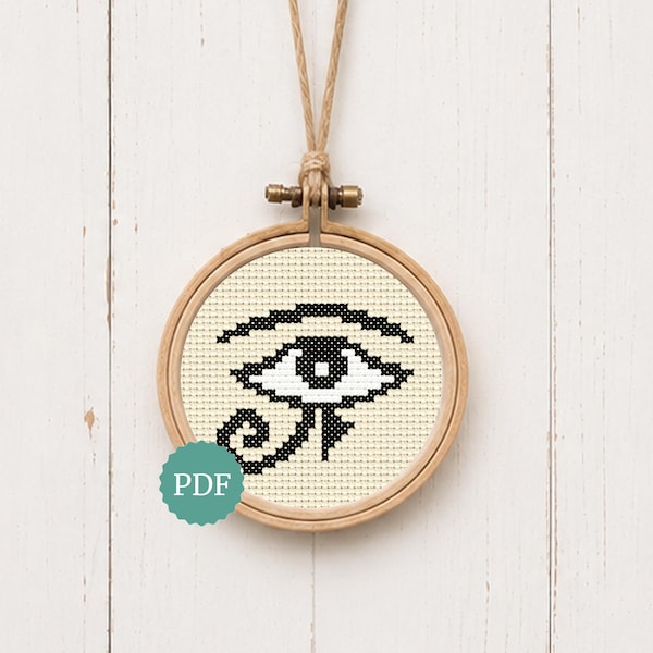 Eye of Horus Cross Stitch Pattern PDF, Ancient Egyptian Symbol Embroidery, Ra Eye Chart, Pagan Witch Tattoo Style Pattern, Wiccan Decor