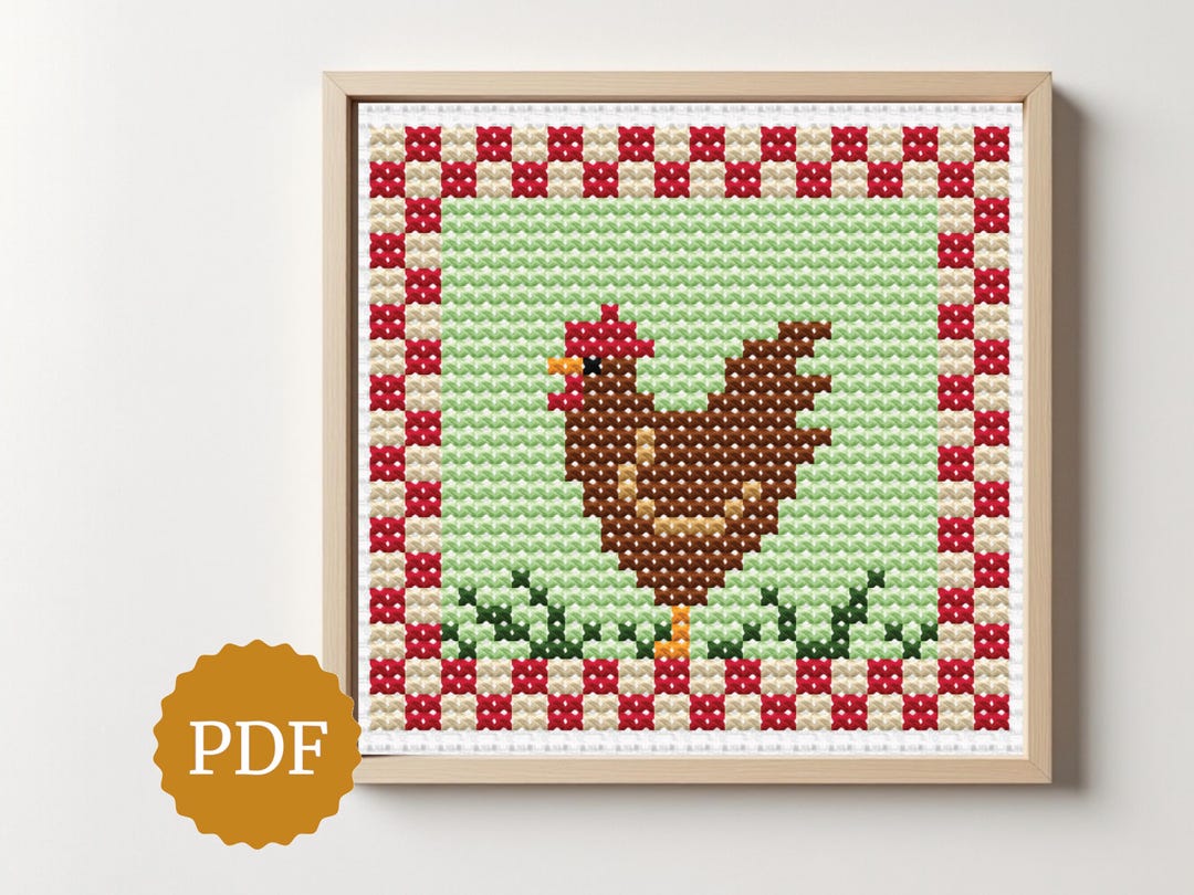Modèle De Point De Croix De Poulet, Broderie Florale De Poule