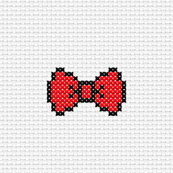 Einfache rote Fliege Kreuzstichmuster, Fliege für Doctor Who Fan, Pixel Art mit Hama Perlen, einfache X-Stich Projekte, lustige Stickstickerei