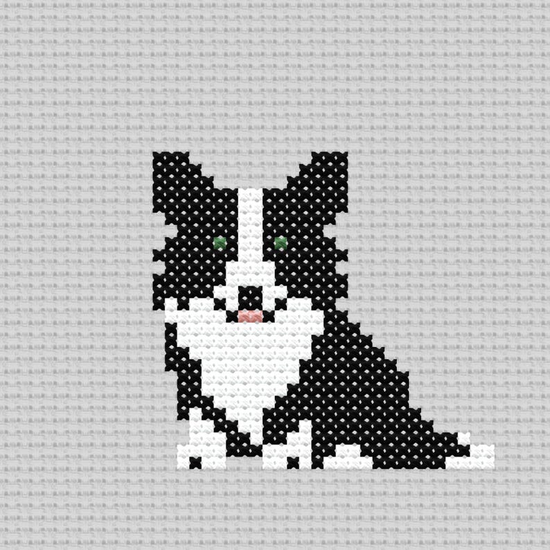 Border Collie Cross Stitch Pattern PDF, Farm Dog Embroidery for Pet ...