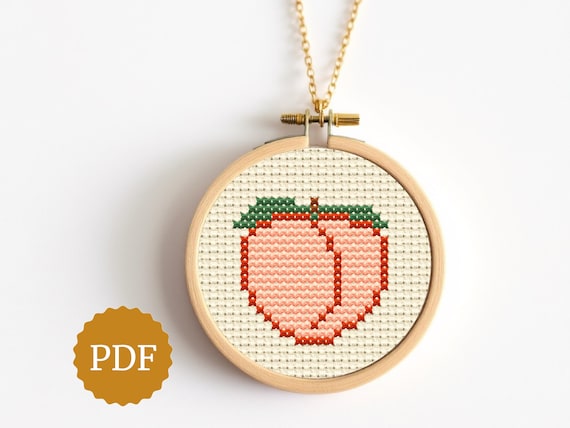 Peach, Adult Cross Stitch Easy Pattern, Instant Download PDF