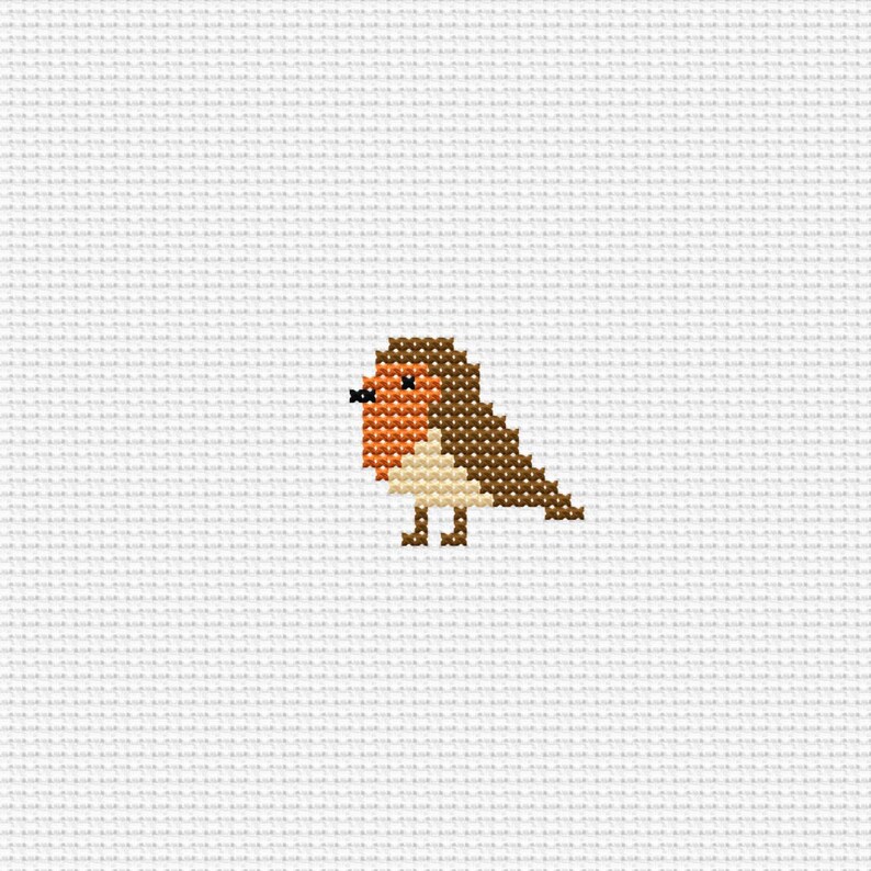 Robin Needlepoint Pattern Tiny Robin Cross Stitch Pattern PDF, Wearable Embroidery Pendant Design ...