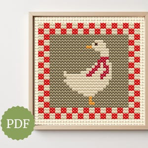 Christmas Goose, Cross Stitch Pattern, Simple Stitching, Easy for Beginners, Minimal Design for Needlepoint,  DIY Retro Kitchen Decorations