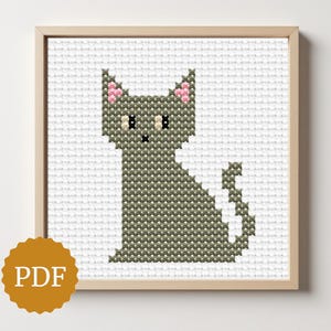 Misty Cat, Cross Stitch Pattern, Simple Stitching, Easy for Beginners, Minimal Design for Embroidery Hoop, Gift for Cat Lady, Cute Kitten