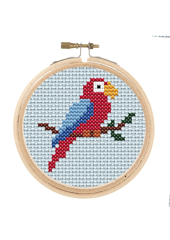 macaw cross stitch embroidered mini dress Farm Rio - Macaw Cross Stitch Embroidered Mini Dress-Off White Size S
