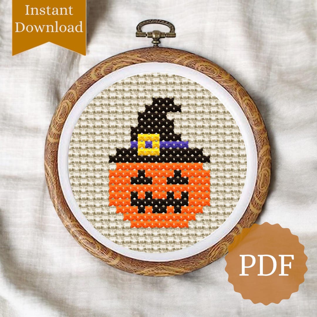 Jack O Lantern Mini Cross Stitch Pattern, Simple Stitching, Easy for ...