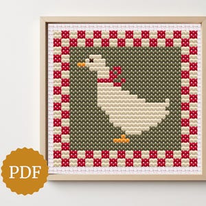 Goose, Cross Stitch Pattern, Simple Stitching, Easy for Beginners, Minimal Design for Needlepoint,  DIY Decorations for Christmas Projects