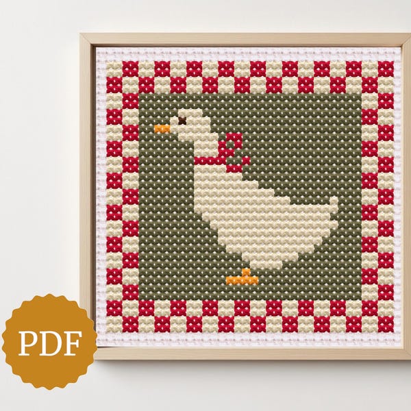 Goose, Cross Stitch Pattern, Simple Stitching, Easy for Beginners, Minimal Design for Needlepoint,  DIY Decorations for Christmas Projects