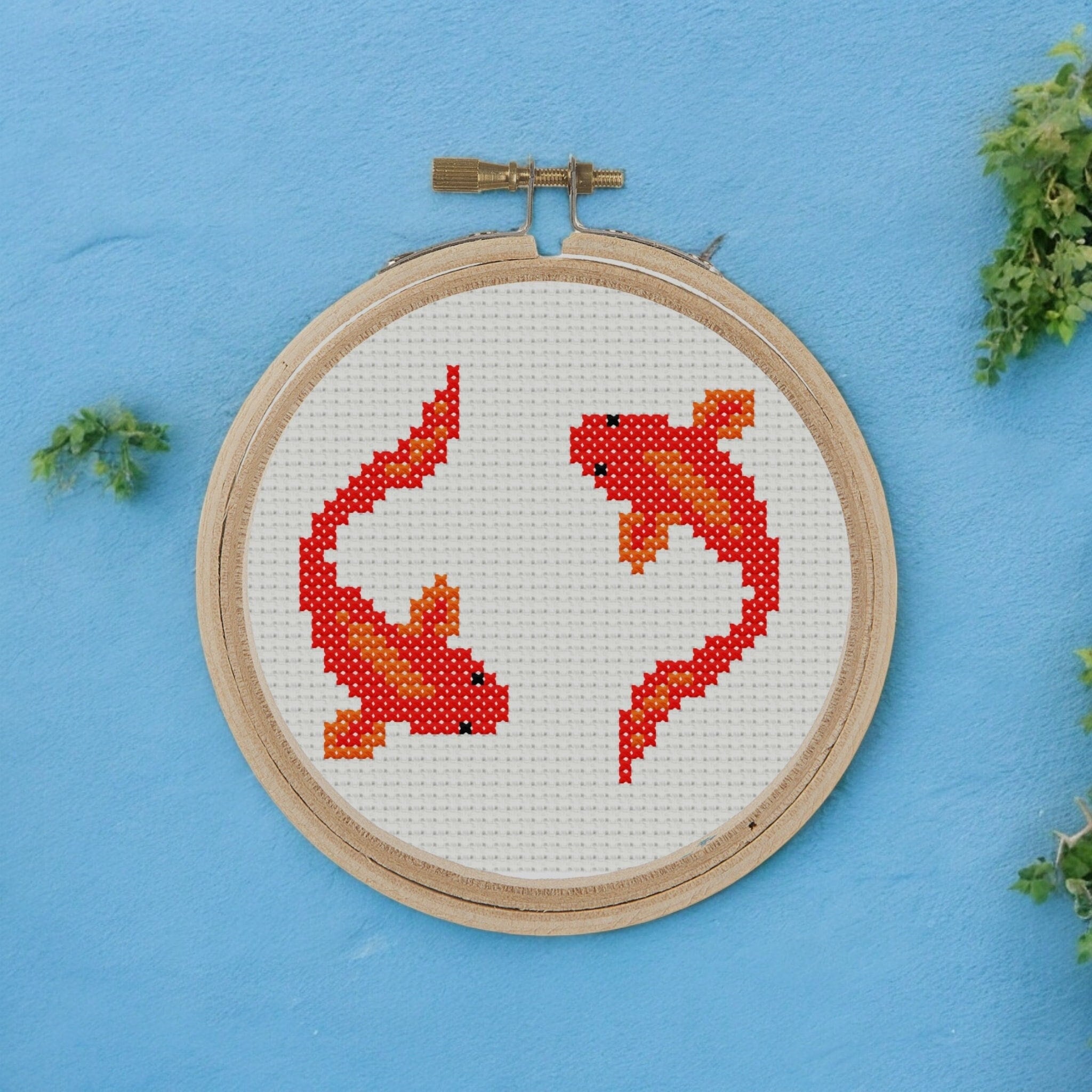 Modèle De Point De Croix D'aquarium De Poissons Rouges | Modèle De Broderie Facile Pour Les Débutants | Broderie De Poisson | Cadeau DIY | Téléchargement Numérique PDF - France