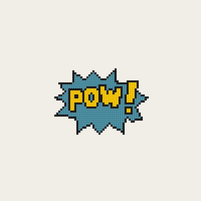 POW Comic Cross Stitch Pattern, Pop Art Embroidery, Superhero Sound ...