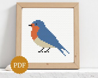 Barn Swallow Cross Stitch Pattern, Tiny Bird Embroidery PDF, DIY Small Animal Hoop Art, Easy for Beginners, Rustic Cottagecore Home Decor