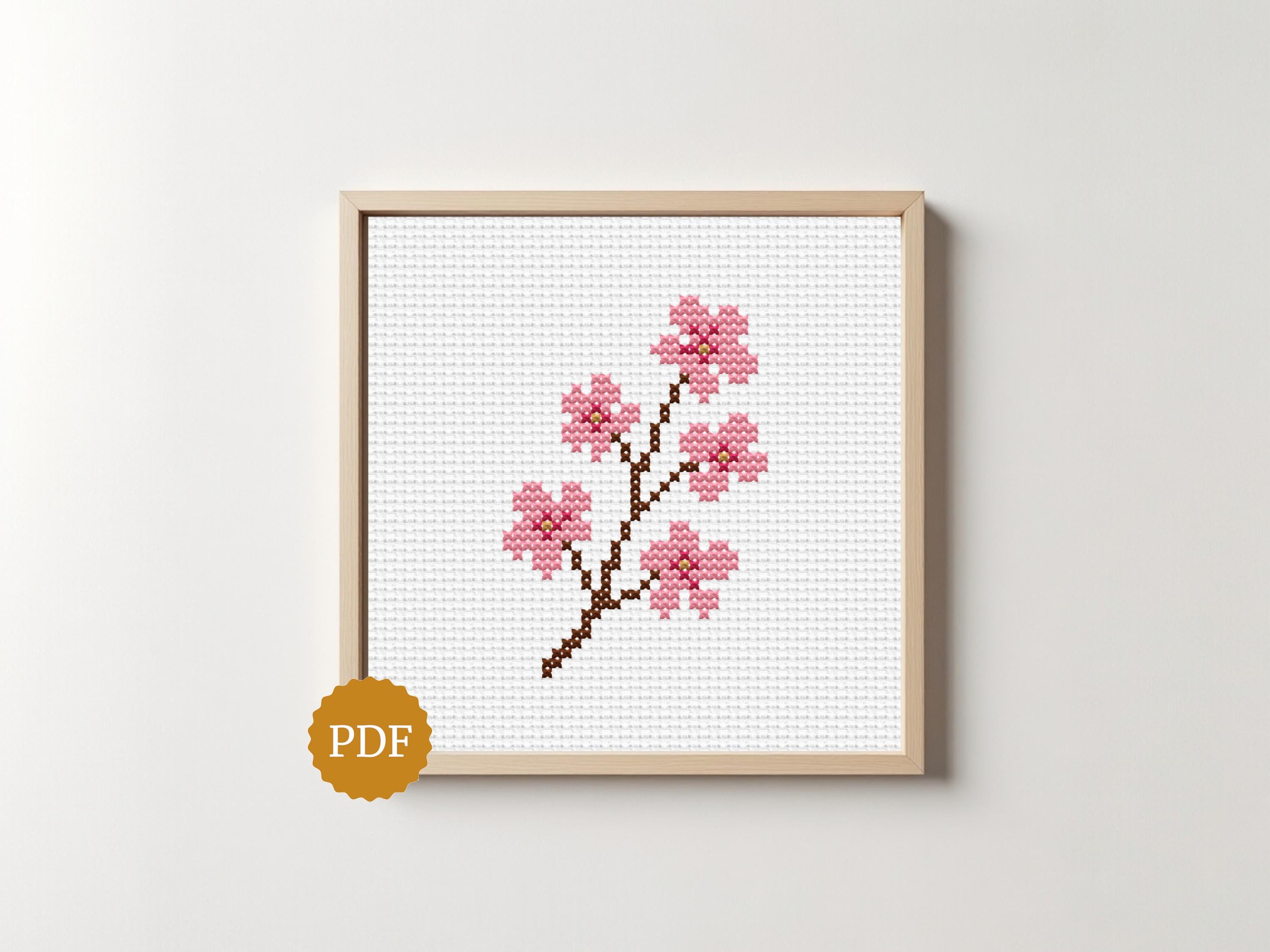 Buy Cherry Blossom Cross Stitch Pattern, Minimal Japanese Sakura