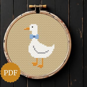Dummer Gans Kreuzstich Stickmuster, lustige Stickerei Hoop Art, einfach für Anfänger, wunderliches Tier Design, Instant Download