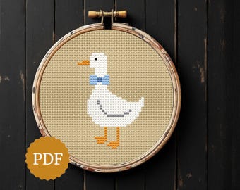 Silly Goose Cross Stitch Pattern, Funny Embroidery Hoop Art, Easy for Beginners, Whimsical Animal Design, Instant Download
