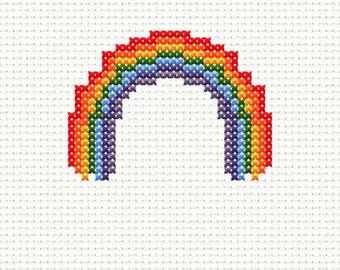 Regenbogen Kreuzstich Muster, sofortiger Download PDF, Hoop Art Design, einfache Anfänger Tabelle, Kinderzimmer Kreuzstich, Stickerei Wandkunst