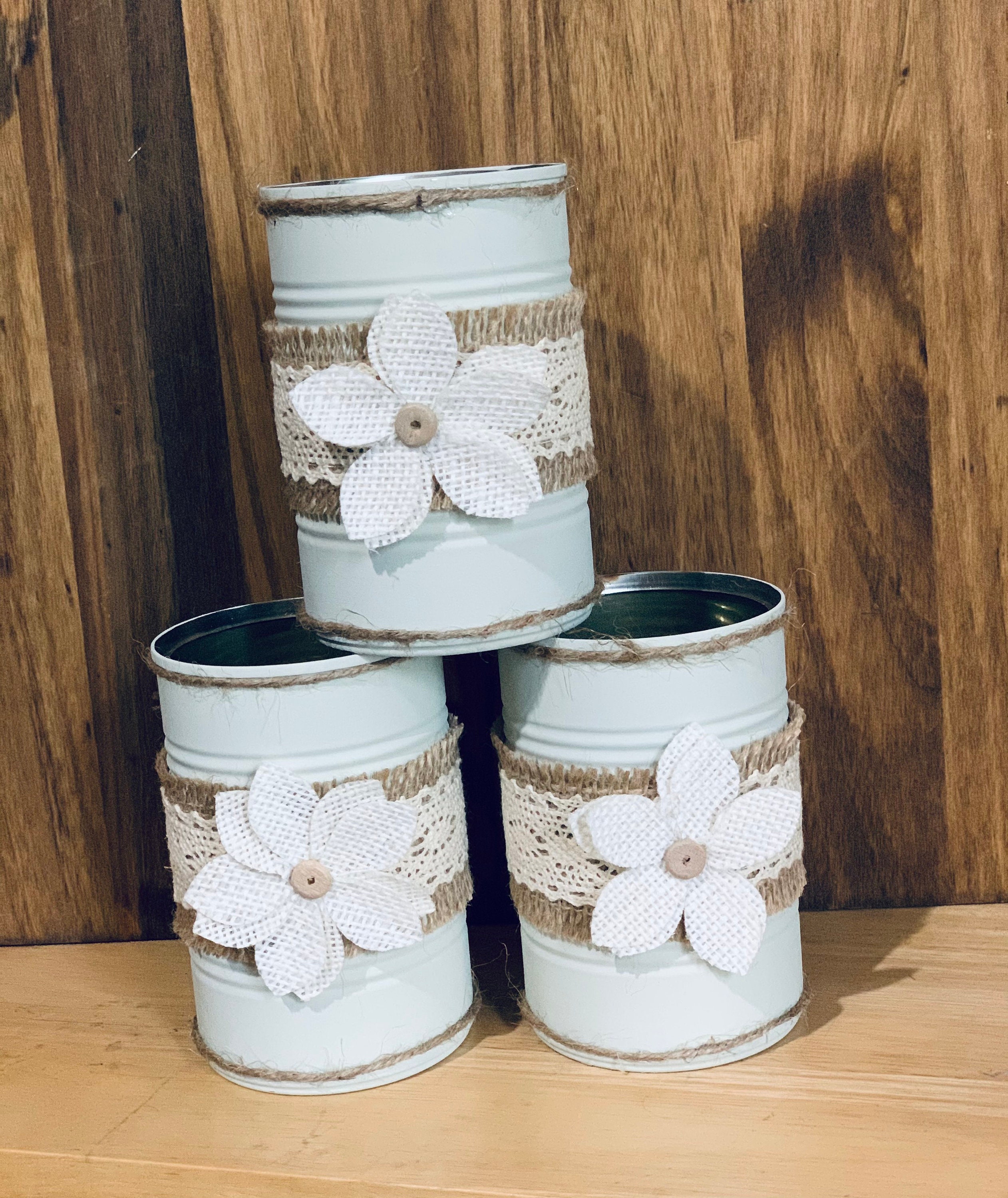 Painted Rustic Tin Cans Wedding Decor Rustic Burlap Wedding Etsy