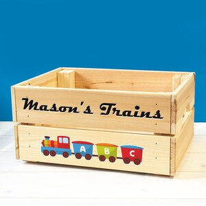 Personalised Kids Toy Farm Animals Wooden Storage Toy Box Crate for Children 