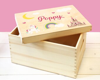 unicorn wooden toy box