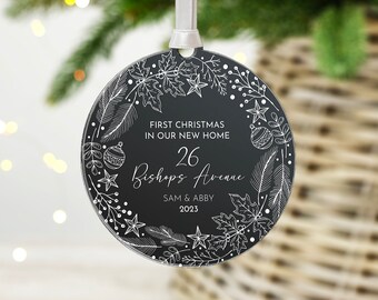 Personalised New Home First Christmas Decoration, 1st Christmas In Your New Home, Mirror Xmas Bauble Gift For Couples New Home, First Home