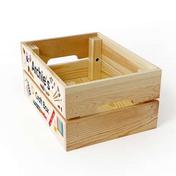 Personalised Wooden Arts & Crafts Box for Kids BOY GIRL Childrens