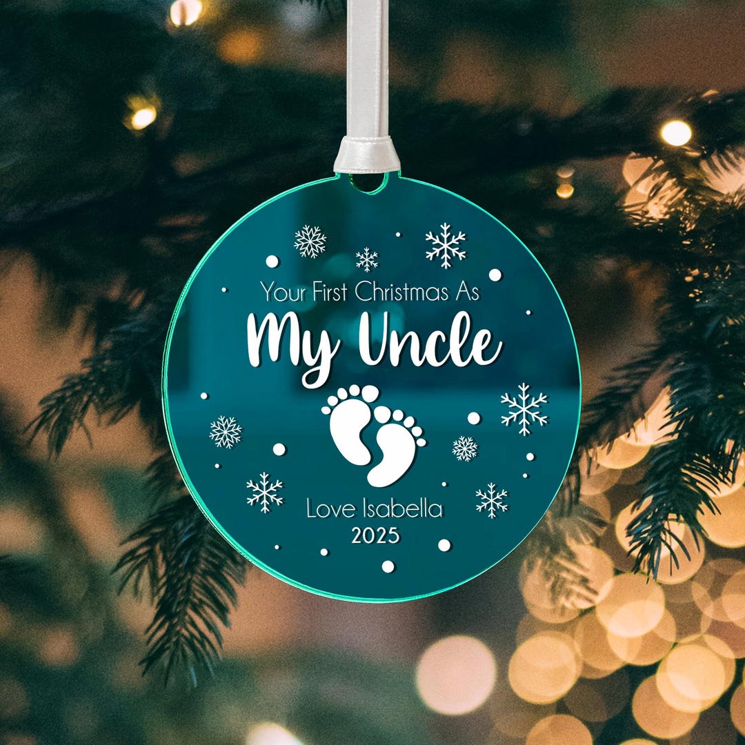 Personalised First Christmas as My Uncle Mirror Bauble: New Baby ...