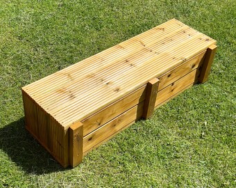 XL Wooden Garden Planter Box: Oak Stained, Heavy Duty, Made to