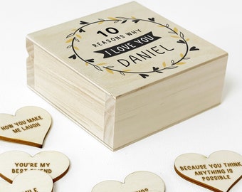 Personalised 10 Reasons Why I Love You Wooden Box: Engraved Keepsake